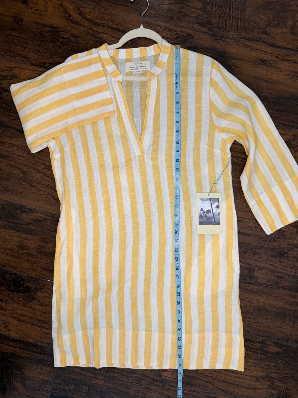 🆕Trovata Lucca 100% Linen Shirtdress in Yellow Stripe - Picture 11 of 12